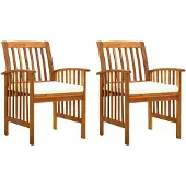 vidaXL Tuinstoelen 2 st met kussens massief acaciahout