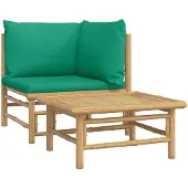 vidaXL 2-delige Loungeset met kussens bamboe groen