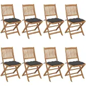 vidaXL Tuinstoelen 8 st inklapbaar met kussens massief acaciahout
