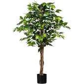 Kopu kunstplant ficus 120 cm in pot 630 bladeren met natuurstam
