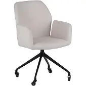 Bronx Scandinavische eetkamerstoel op wieltjes Runa gerecyclede stof off white