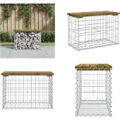 vidaXL Tuinbank van gabionen, 63x31,5x42 cm, grenenhout, geïmpregneerd - Tuinbank - Tuinbanken - Buitenbank - Terrasbank