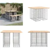 vidaXL Tuinbank van gabionen, 100x102x72 cm, massief hout, grenen - Tuinbank - Tuinbanken - Buitenbank - Terrasbank