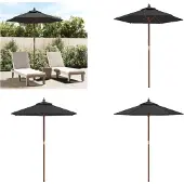 vidaXL Parasol met houten paal 196x231 cm zwart