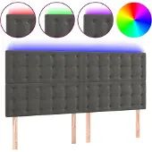 vidaXL Hoofdbord LED 160x5x118/128 cm fluweel donkergrijs