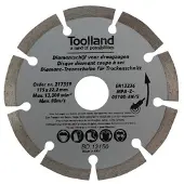 Toolland Diamantschijf, 115 mm, gesegmenteerd, droog snijden, 13300 tpm, 80 m/s, voor graniet, steen, baksteen, marmer, set van 2 stuks