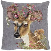 Mars & More Gobelin kussen bloemen ree 45x45cm