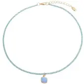 Behave - Korte ketting met kleine gourmetschakels en steentje - 45 cm + verlengketting