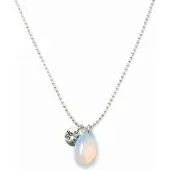 Heaven Eleven ketting rvs ballchain met een drop Opaliet natuursteen