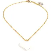 Heaven Eleven dames Ketting goud plating met wit hart van hertegewei