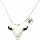 Heaven Eleven ketting rvs ballchain met een bull van hertegewei
