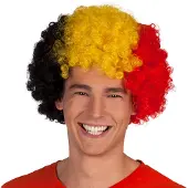 Boland - Pruik Groove België - Afro - Kort - Unisex - - Rode duivels - Belgie - Voetbal