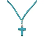 Heaven Eleven - dames ketting - Turquoise natuurstenen met kruis