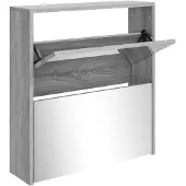 vidaXL Schoenenkast met spiegel 2-laags 63x17x67 cm grijs sonoma