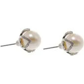 Behave - Oorsteker met Parel en Blad Design - 1,4 cm