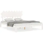 vidaXL Bedframe met hoofdbord massief hout wit 160x200 cm