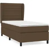 vidaXL Boxspring met matras stof donkerbruin 100x200 cm