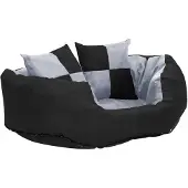 vidaXL Omkeerbaar en wasbaar hondenbed, grijs en zwart, 65x50x20 cm