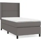 vidaXL Boxspring met matras kunstleer grijs 100x200 cm