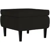 vidaXL - Kruk - met - houten - poten - fluweel - zwart