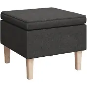vidaXL Kruk met houten poten stof donkergrijs