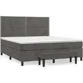 vidaXL Boxspring met matras fluweel donkergrijs 160x200 cm