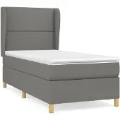 vidaXL Boxspring met matras stof donkergrijs 90x190 cm