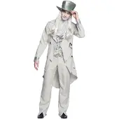 Boland verkleedpak Ghost Groom heren polyester wit 5-delig