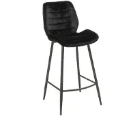Livin24 Velvet barkruk Toby zwart 71 cm