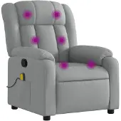 vidaXL Massagestoel verstelbaar stof lichtgrijs