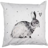 Clayre & Eef Kussenhoes 45x45 cm Wit Polyester Konijn Sierkussenhoes Wit Sierkussenhoes