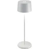 Zafferano Olivia 3K tafellamp IP65 wit 3K, dimbaar, wit / opaal, Woon-/ Eetkamer, Aluminium, Modern