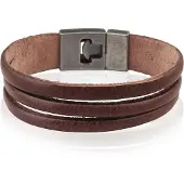 LGT JWLS Bruine Leren Armband met Metalen T-sluiting