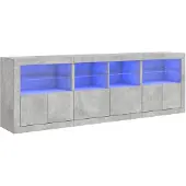 vidaXL Dressoir met LED-verlichting 202x37x67 cm betongrijs