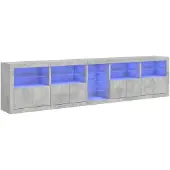 vidaXL Dressoir met LED-verlichting 283x37x67 cm betongrijs