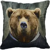 Mars & More kussen fluweel preppy bruine beer 45x45cm*