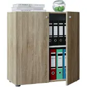 Hioshop Vandol Mini kantoor wandkast Kantoorkast met 2 deuren Sonoma eiken decor.