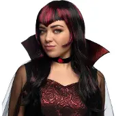 Boland pruik Vampier dames synthetisch rood/zwart