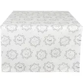 Clayre & Eef Tafelloper 50x140 cm Wit Grijs Katoen Rechthoek Hond Tafelkleed Wit Tafelkleed