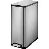 EKO Ecoslim Recycler pedaalemmer, 2 x 20 liter, roestvrij staal, vingerafdrukbeveiliging, B 276 x D 533 x H 661 mm, zilver/zwart