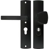 Axa Curve Plus veiligheidsbeslag voordeur gebogen schild S-knop/Blok-kruk PC55 met kerntrekbeveiliging SKG3 - aluminium/zwart