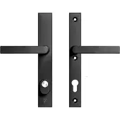 Axa Edge Plus veiligheidsbeslag achterdeur rechth. smalschild Blok kruk/kruk PC92 met kerntrekbeveiliging SKG3 - aluminium/zwart
