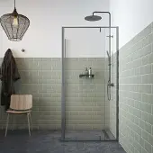 Sealskin Draaideur Contour met Zijwand 100x100x200 cm, 6 mm Helder Veiligheidsglas met Antikalklaag Mat Grijs