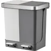 EKO Afvalbak EKO Hana Duo Recycling pedaalemmer 2x10liter grijs wit