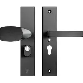 Axa Edge Plus veiligheidsbeslag voordeur rechthoekig Wing knop/Blok-kruk PC55 met kerntrekbeveiliging SKG3 - aluminium/zwart