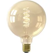 Calex LED-lamp, E27, G125, 3,8W, warm wit licht, dimbaar, filament, goudkleurig