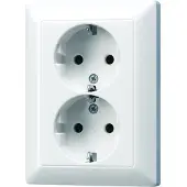 JUNG AS500 contactdoos inbouw - 2-voudig - randaarde - polarwit