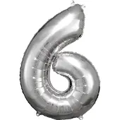 Amscan Folieballon Cijfer 6 Junior 55 X 88 Cm Zilver