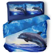 Eleganzzz Dekbedovertrek Micropercal Dolphins - blue 240x200/220cm