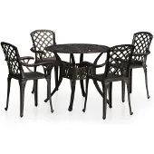 vidaXL 5-delige Bistroset gietaluminium bronskleurig